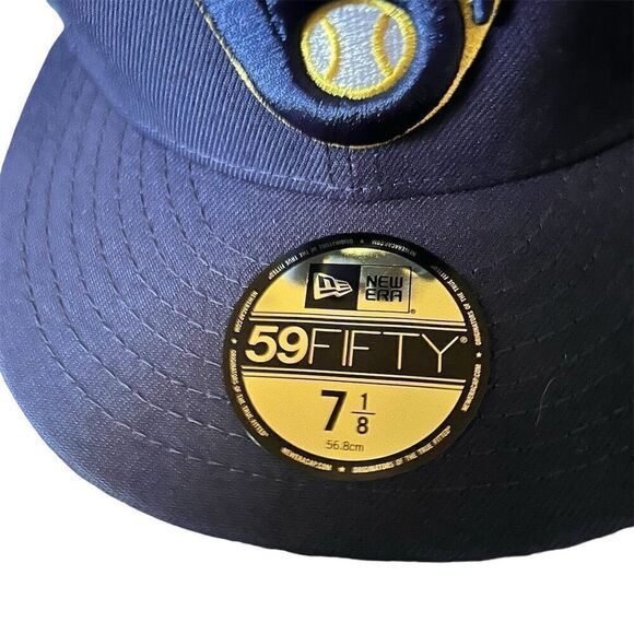 New Era Milwaukee Brewers 59FIFTY Fitted Cap Blue Size 7 1/8 - Picture 4 of 7